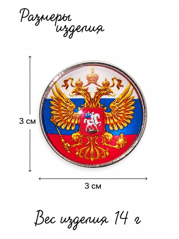 Брошь «Российская Федерация», разноцветная в серебре