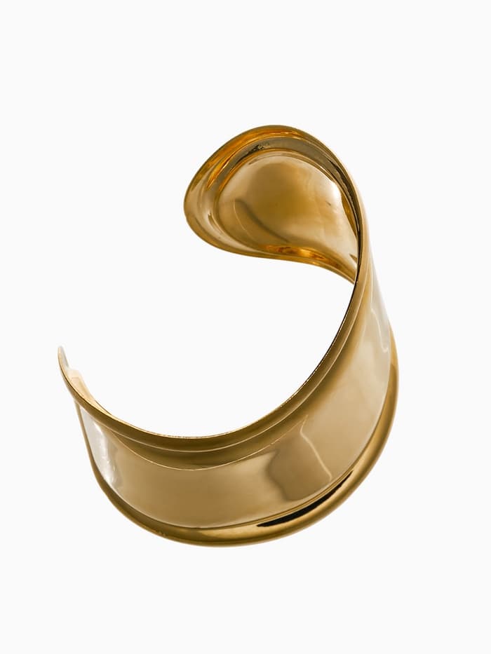 Браслет манжета «Изгиб», d=6 см, цвет золото
