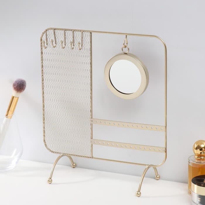 Подставка для украшений с зеркалом «Сети», под золото, 25.3×10×28.7 см