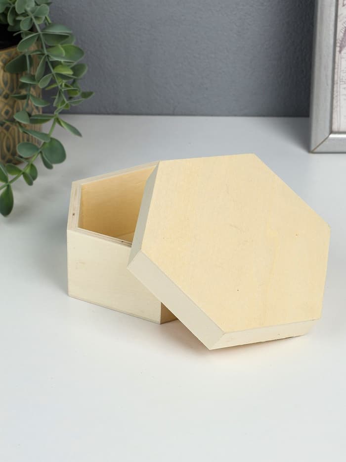 Шкатулка для росписи дерево «Шестигранник», без замочка, для украшений, 13×11.5×7 см