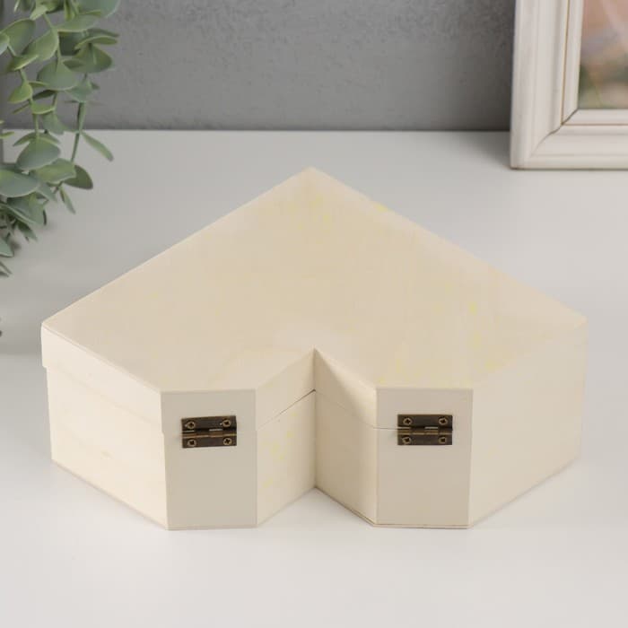 Шкатулка для росписи дерево «Сердце с гранями», основа для творчества, крышка на магнитах, 24×18×8 см