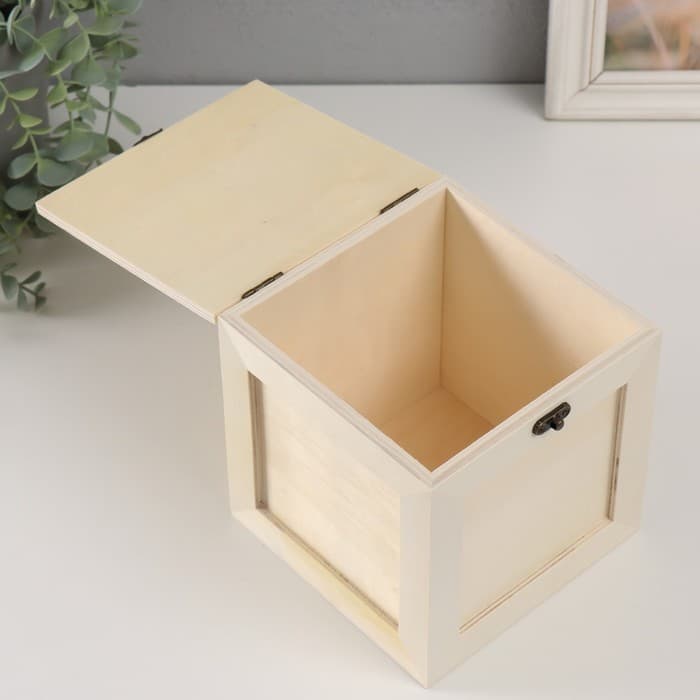 Шкатулка - куб для росписи дерево «Квадратный ящик», замок-крючок, 15×15×15.5 см