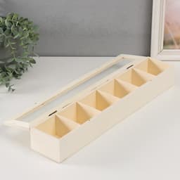 Шкатулка для росписи дерево со стеклом и делениями «Прямоугольная», для творчества, декора, без замка, 45×8.5×6.5 см