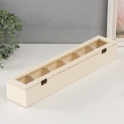 Шкатулка для росписи дерево со стеклом и делениями «Прямоугольная», для творчества, декора, без замка, 45×8.5×6.5 см