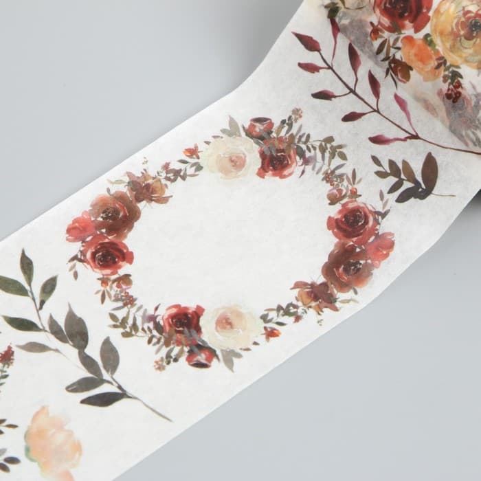 Клейкая лента бумага «Осенние цветы», ш. 5.4 см, намотка 3 м, 5.4×3.8×3.8 см