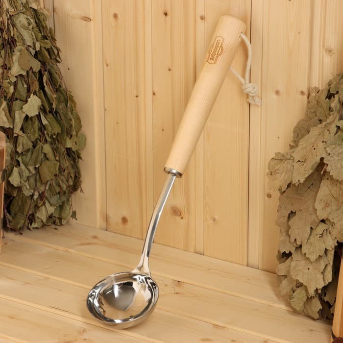Ковш - черпак для бани и сауны, 100 мл, деревянная ручка, 43 см, «Добропаровъ»