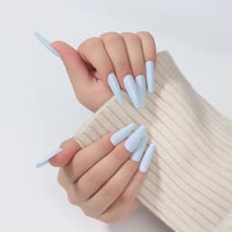 Накладные ногти, 24 шт, форма балерина, цвет голубой