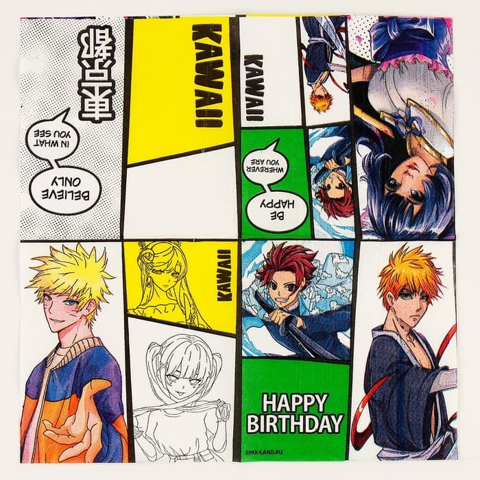 Салфетки бумажные 25×25 см «Комиксы», набор 20 шт.