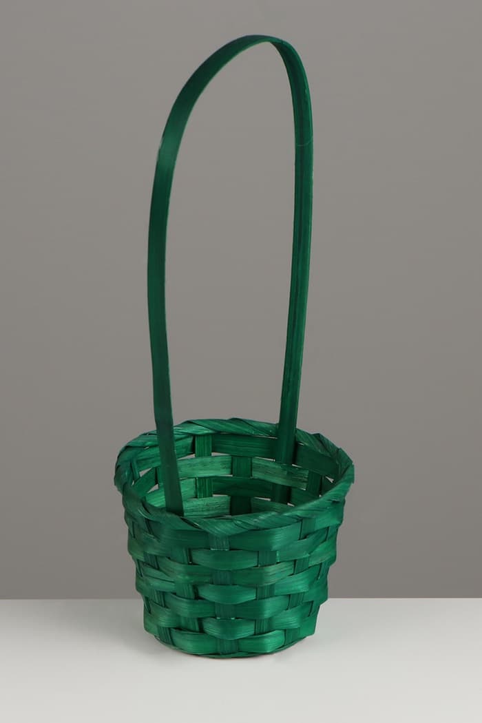 Корзина плетёная, 13×13×9.5 см, ручка h=21 см, бамбук, зелёная, Greengo
