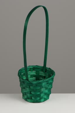 Корзина плетёная, 13×13×9.5 см, ручка h=21 см, бамбук, зелёная, Greengo