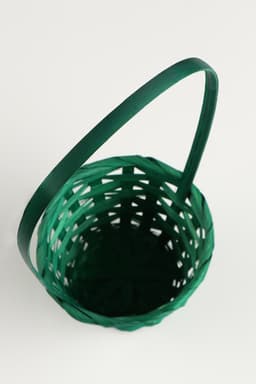 Корзина плетёная, 13×13×9.5 см, ручка h=21 см, бамбук, зелёная, Greengo