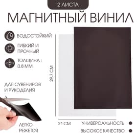 Магнитный винил, с клеевым слоем, А4, TAKE IT EASY, набор 2 шт., толщина 0.8 мм, 21×29.7 см