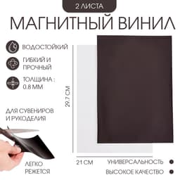 Магнитный винил, с клеевым слоем, А4, TAKE IT EASY, набор 2 шт., толщина 0.8 мм, 21×29.7 см