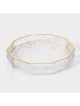 Поднос Fairyshine, 16.5×2.5 см, с золотой отводкой, стекло, прозрачный