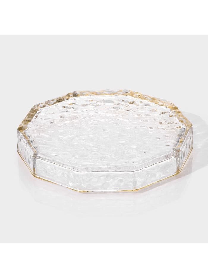 Поднос Fairyshine, 16.5×2.5 см, с золотой отводкой, стекло, прозрачный