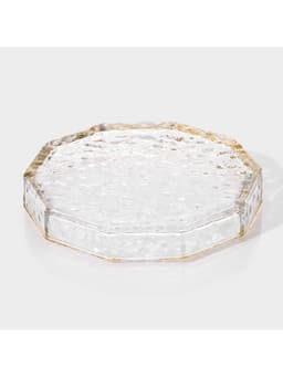Поднос Fairyshine, 16.5×2.5 см, с золотой отводкой, стекло, прозрачный