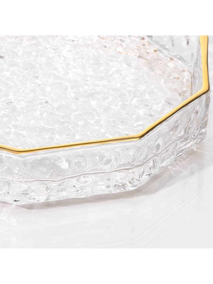 Поднос Fairyshine, 16.5×2.5 см, с золотой отводкой, стекло, прозрачный