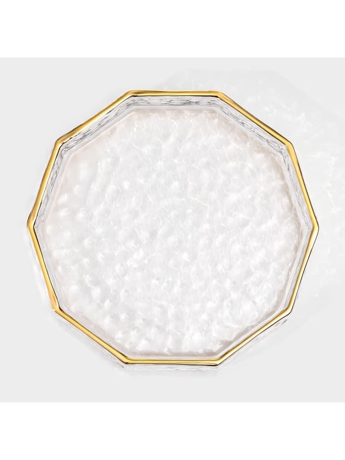 Поднос Fairyshine, 16.5×2.5 см, с золотой отводкой, стекло, прозрачный