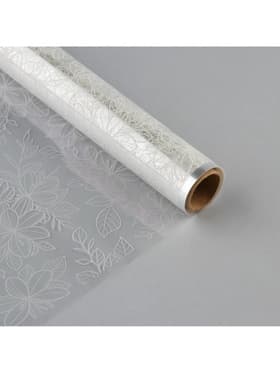 Плёнка для цветов упаковочная глянцевая прозрачная «Цветы», белая, 0.6×10 м