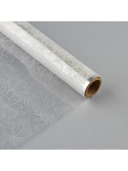 Плёнка для цветов упаковочная глянцевая прозрачная «Цветы», белая, 0.6×10 м