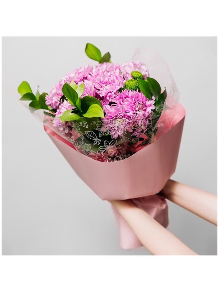 Плёнка для цветов упаковочная глянцевая прозрачная «Цветы», белая, 0.6×10 м