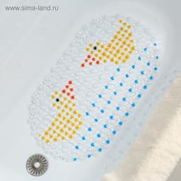 Коврик противоскользящий в ванну Доляна «Влюблённые уточки», на присосках, 35×65 см