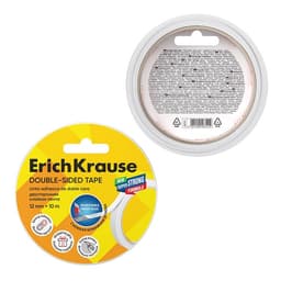 Клейкая лента ErichKrause Double-sided tape, 12 мм × 10 м, двусторонняя