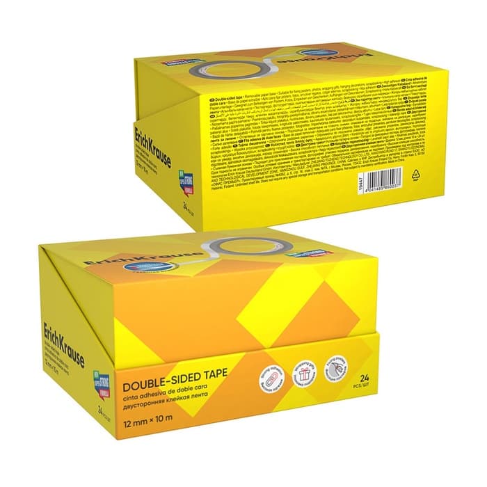 Клейкая лента ErichKrause Double-sided tape, 12 мм × 10 м, двусторонняя