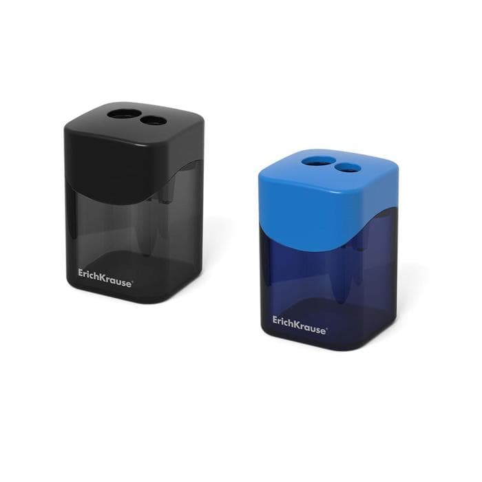 Точилка ErichKrause Wave, 2 отверстия, с контейнером, отверстия диаметром 8 мм и 11 мм, МИКС