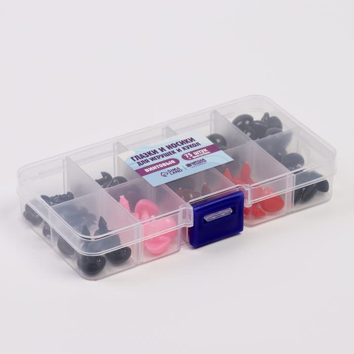 Набор винтовых глазок и носиков для кукол и игрушек с заглушками, цвет микс, 75 шт.