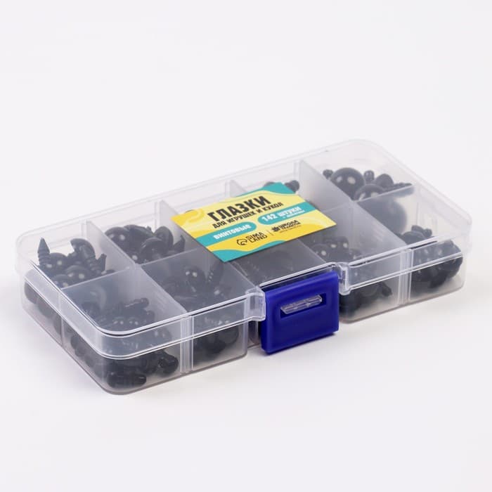 Набор винтовых глазок для кукол и игрушек с заглушками, цвет черный, 142 шт.