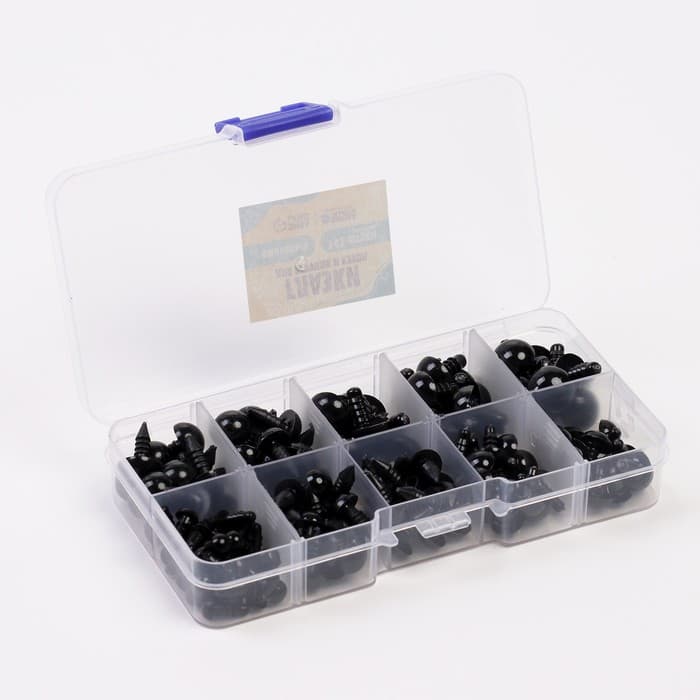 Набор винтовых глазок для кукол и игрушек с заглушками, цвет черный, 142 шт.
