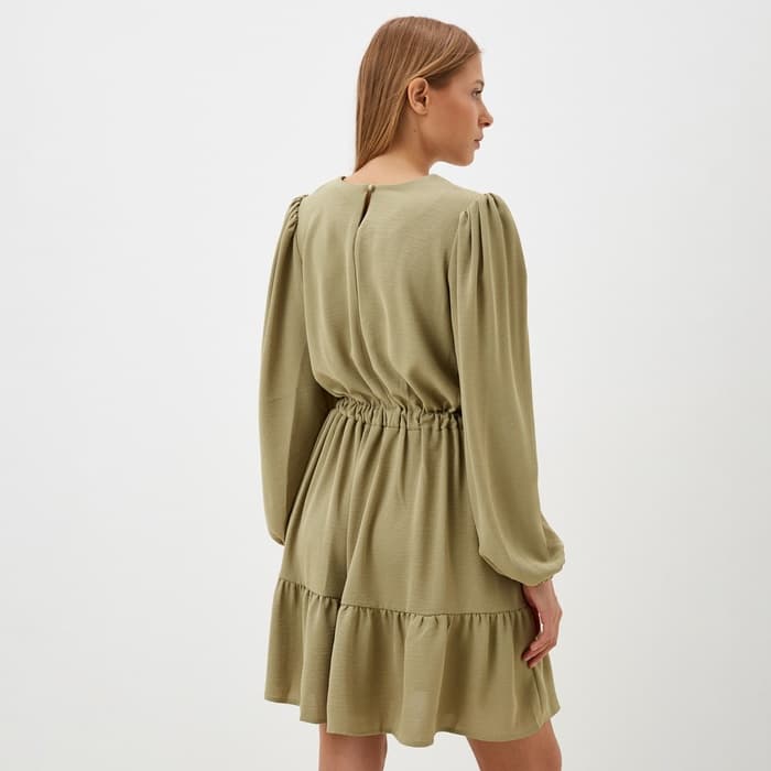 Платье мини женское со сборкой MIST, размер 46, оливковое