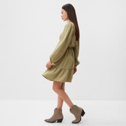 Платье мини женское со сборкой MIST, размер 46, оливковое