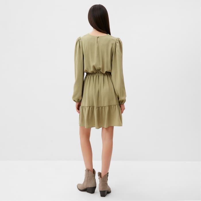 Платье мини женское со сборкой MIST, размер 48, оливковое