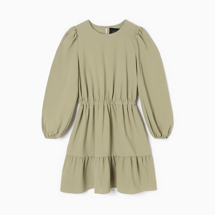 Платье мини женское со сборкой MIST, размер 48, оливковое