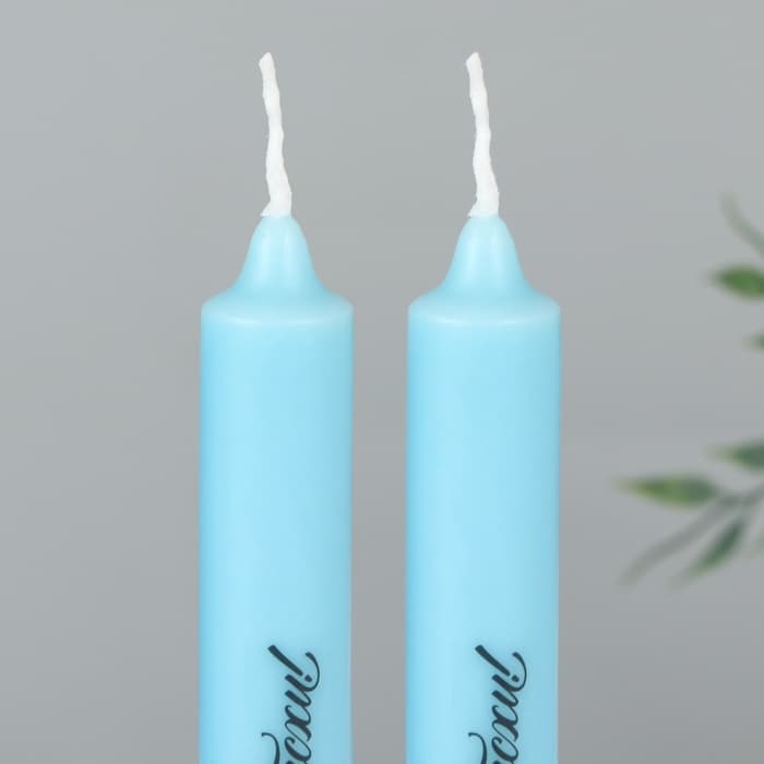 Свечи высокие с нанесением «Светлой Пасхи!», 2 шт., голубые, 19×2.1 см