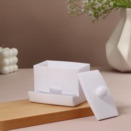 Органайзер для ватных палочек, с крышкой, 9×6.5×7.5 см, белый