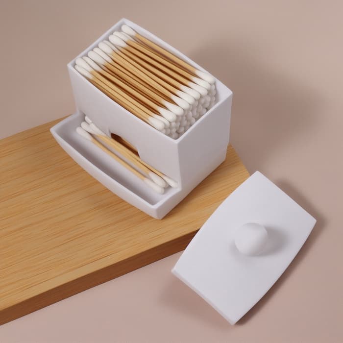 Органайзер для ватных палочек, с крышкой, 9×6.5×7.5 см, белый