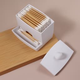Органайзер для ватных палочек, с крышкой, 9×6.5×7.5 см, белый
