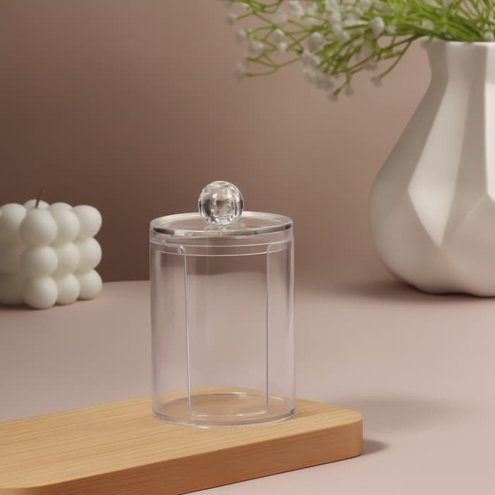 Органайзер для ватных дисков, с крышкой, d=6.7×11 см, прозрачный