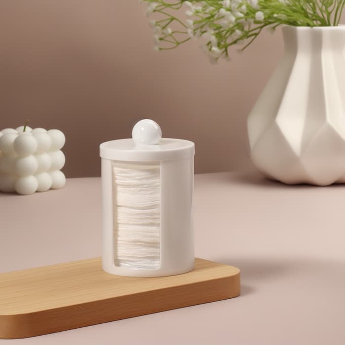 Органайзер для ватных дисков, с крышкой, d=6.7×11 см, белый