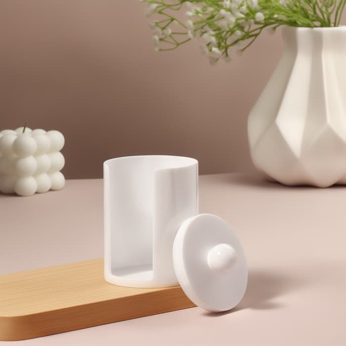 Органайзер для ватных дисков, с крышкой, d=6.7×11 см, белый