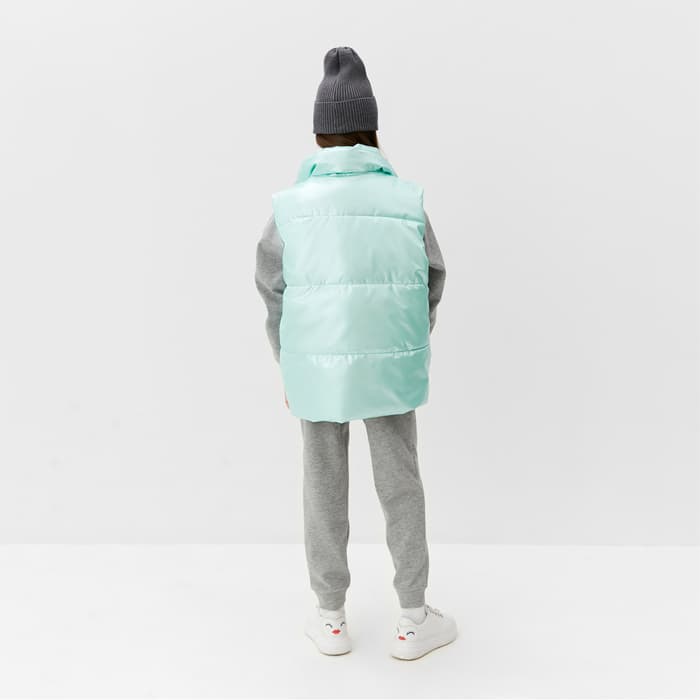 Жилет для девочки MINAKU: Cozy Winter, бирюзовый, рост 128 см