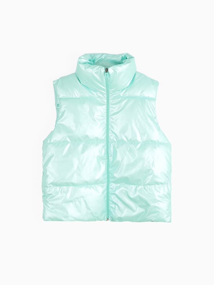 Жилет для девочки MINAKU: Cozy Winter, бирюзовый, рост 128 см