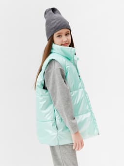Жилет детский бирюзовый MINAKU: Cozy Winter, рост 134 см