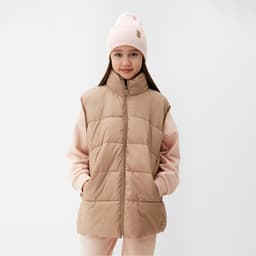 Жилет для девочки MINAKU: Cozy Winter, бежевый, рост 116 см
