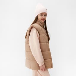 Жилет для девочки MINAKU: Cozy Winter, бежевый, рост 122 см