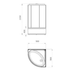Душевая кабина Comforty 300, стекло крезет, задняя стеклянная панель крезет, 90×90×215 см
