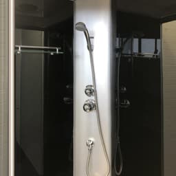 Душевая кабина Comforty 301L, серое стекло, задняя чёрная стеклянная панель, 120×80×215 см